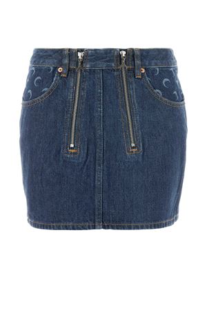 Minigonna blu notte in denim di cotone MARINE SERRE | WSK135ARDEN0002BL80